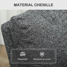 HOMCOM Fotoliu Modern Reclinabil 145° max, Tapițat din Chenille Gri | Aosom Romania