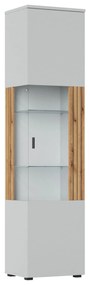 Vitrina VERO V02P, alb/stejar, PAL laminat, MDF, 50x40x208 cm