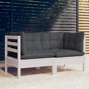 3096011 vidaXL Canapea de grădină cu 2 locuri, perne antracit, lemn masiv pin