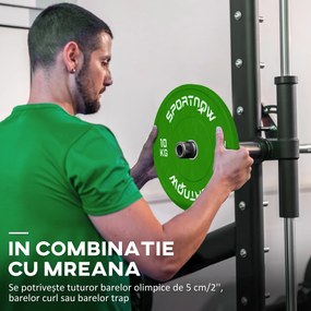 SPORTNOW Set de 2 Discuri Greutăți 2x10 kg din Cauciuc, cu Gaură de 5 cm pentru Gantere și Grijuri, Ø45x4 cm, Verde | Aosom Romania