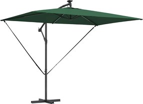 vidaXL Umbrelă de soare Verde 294 x 200 x 270 cm Poliester și Aluminiu