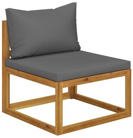 Set mobilier de gradina cu perne, 6 piese, lemn masiv acacia Morke gra, 2x mijloc + 2x colt + suport pentru picioare + masa, 1