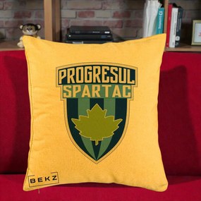 Perna Personalizata Progresul Spartac Fotbal, 40x40 cm, Galben, Husa Detasabila, Perna Inclusa, BEKZ®