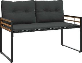 vidaXL Bancă cu strat din lemn cu pernă Gri închis 114 x 55 x 77 cm