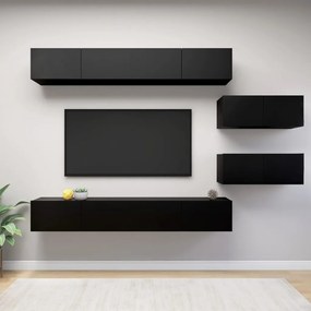 Dulapuri TV, 6 piese, negru, PAL 6, Negru, 100 x 30 x 30 cm