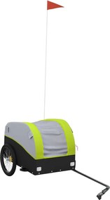 vidaXL Remorcă pentru biciclete, negru și verde, 30 kg, fier
