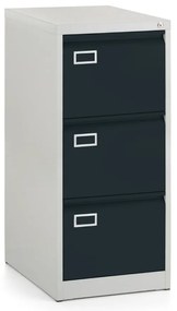 Dosar metalic A4 - 3 sertare, 45,5 x 62 x 101,5 cm, blocare cilindrica, antracit - ral 7016