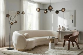 Lampa de podea moderna cu 5 globuri sticla fumurie LIQUID DIAMOND