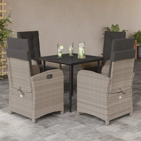 3212411 vidaXL Set mobilier de grădină cu perne, 5 piese gri deschis poliratan