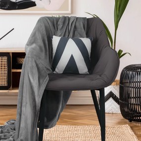 Fotoliu de design, material textil gri, FEDRIS