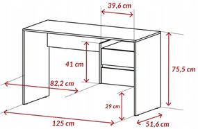 Drohmo Taco3 masă birou, două sertare, alb
