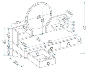 Măsuță de toaletă Makole (pin atlantic + bej) . 1094113