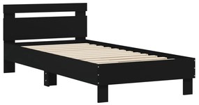 838562 vidaXL Cadru de pat cu tăblie, negru, 90x190 cm, lemn prelucrat