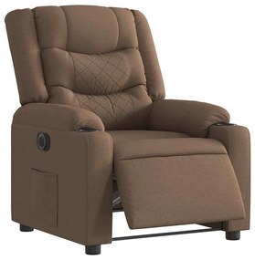 vidaXL Fotoliu rabatabil electric, maro, material textil