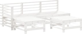 vidaXL Set mobilier relaxare de grădină 5 piese alb lemn masiv de pin