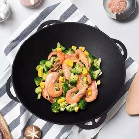 Oala fonta wok cu capac 3 in 1, 37 cm Perfect Home 28173