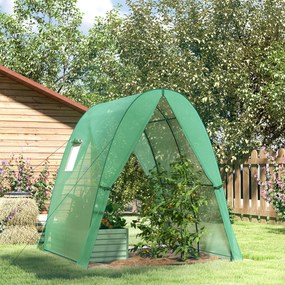 Outsunny Sera cu Arc, Saci de nisip și Acoperiș din Plastic, 2 Uși Glisante, Ferestre din Plasă, portabil, 1,8 x 1,8 x 2 m, Verde | Aosom Romania