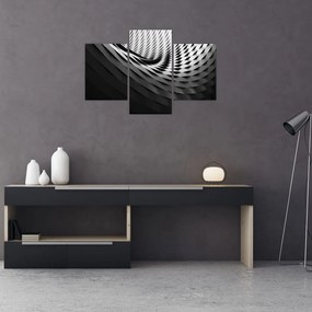 Tablou abstract - spirală alb neagră (90x60 cm)