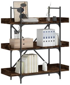vidaXL Bibliotecă 3 niveluri, stejar fumuriu, 100x33x108,5 cm, lemn