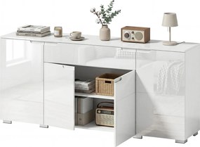 HOMCOM Sideboard lucios, bufet modern cu 4 uși și rafturi reglabile, dulap de bucătărie cu Soft-Close, alb | Aosom Romania