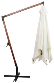 Umbrela de soare suspendata cu stalp de lemn, 300x300 cm, alb Alb
