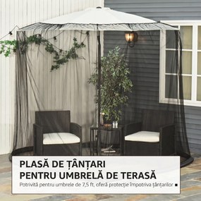 Outsunny Plasă de Protecție pentru Umbrelă de Soare, Copertină și Casă Plasă, Negru, 7.5' | Aosom Romania
