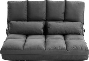 HOMCOM Fotoliu-pat de rezervă pliant convertibil - spătar reglabil în 14 poziții - 2 perne incluse, gri | Aosom Romania