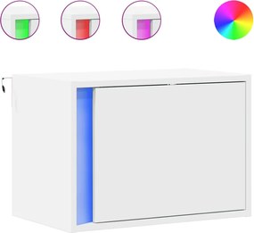 vidaXL Noptiere montate pe perete cu lumini LED, 2 buc., alb