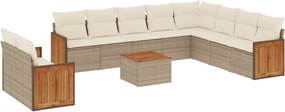 vidaXL Set canapele de grădină cu perne, 11 piese, bej, poliratan