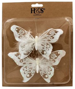Set fluturi decorativi alb cu clips