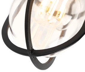 Plafonieră exterioară rustică neagră cu sticlă IP44 - Elza