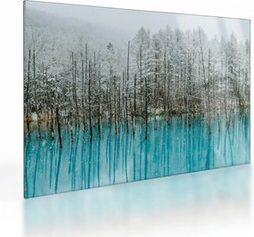Tablou pe sticlă - Pescărie turcoaz, Biei, Japonia (70x50 cm)