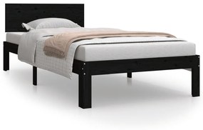 810484 vidaXL Cadru de pat, negru, 90x200 cm, lemn masiv de pin