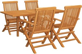 vidaXL Set mobilier de grădină, 5 piese, lemn masiv de tec