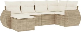 vidaXL Set canapele de grădină cu perne, 6 piese, bej, poliratan