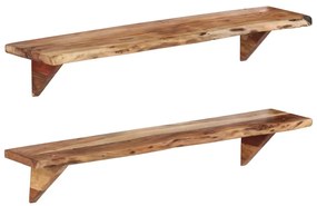 337824 vidaXL Rafturi de perete, 2 buc., 110x20x18 cm, lemn masiv de acacia