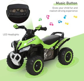 HOMCOM Mini ATV, Motocicletă pentru Copii 18-36 Luni cu Melodii Integrate și Ghidon Larg, 67,5x38x44 cm, Verde | Aosom Romania