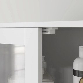 HOMCOM Dulap pentru Baie cu 3 Uși Duble din Lemn 60x30x170.5 cm, Alb | Aosom Romania