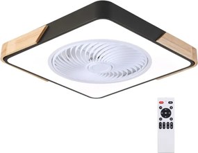Brilagi LED lampă cu ventilator, 30W, 230V, 3000-6500K, negru/stejar + DO