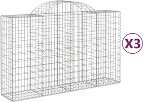 vidaXL Coșuri gabion arcuite 3 buc, 200x50x120/140 cm, fier galvanizat