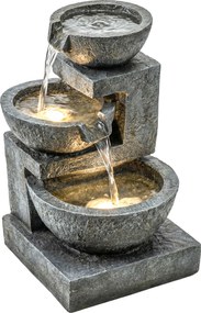 Outsunny Fântână în 3 trepte Fântână de grădină cu iluminare LED și pompă, aspect piatră, reglabilă 40 x 37 x 61 cm | Aosom Romania