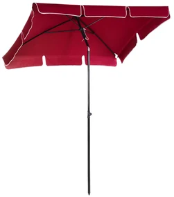 Outsunny Umbrelă de Grădină Dreptunghiulară cu Înălțime Reglabilă, Cadru din Aluminiu, 200x125x235cm, Roșu | Aosom Romania