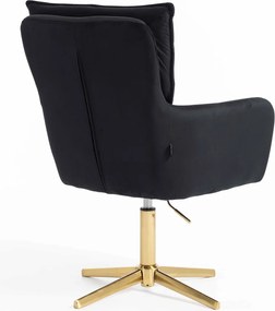 HR250CROSS Scaun Catifea Neagră Bază Aurie