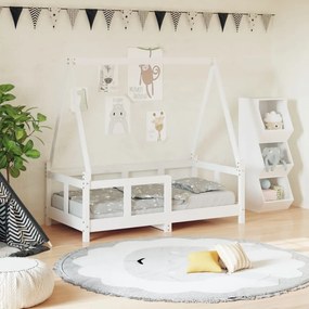 834457 vidaXL Cadru de pat pentru copii, alb, 70x140 cm, lemn masiv de pin