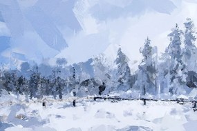 Tablou parte de zăpadă în pădure