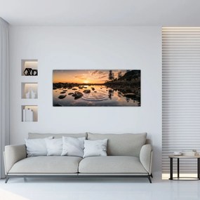 Tablou - Suprafața apei la apus de soare (120x50 cm)