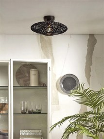 Plafoniera eco din ratan Zanzibar flat 40cm S, bl