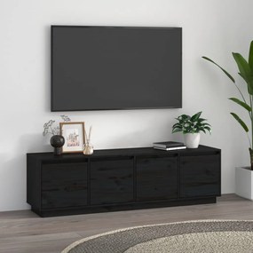 Comoda TV, negru, 156x37x45 cm, lemn masiv de pin