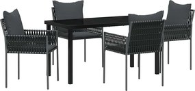vidaXL Set de masă pentru grădină 5 pcs Negru și Gri Ratan PE