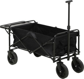 Outsunny Cărucior de Grădină Pliabil 4 Roți material textil detasabil mânecă telescopică Inclinație reglabilă Tavă Rabatabilă negru | Aosom Romania